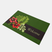 Beach Island Summer Tropical Hibiscus Flowers Leaf Deurmat (Schuin)