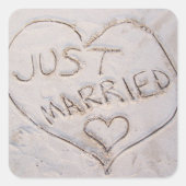 Beach Just Married Envelope Seal Vierkante Sticker (Voorkant)