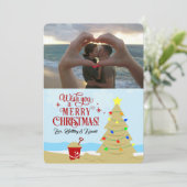 Beach Kerstmis - Merry kerstfoto Aankondiging (Staand voorkant)
