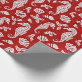 Beach Kerstmis Pattern Red Cadeaupapier (Hoek)