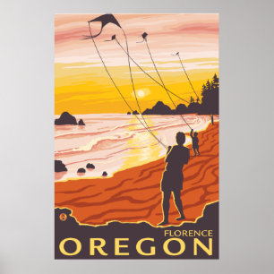 Beach & Kites - Florence, Oregon Poster