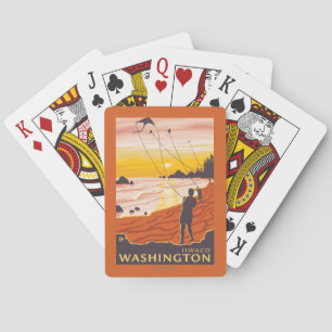Beach & Kites - Ilwaco, Washington Pokerkaarten