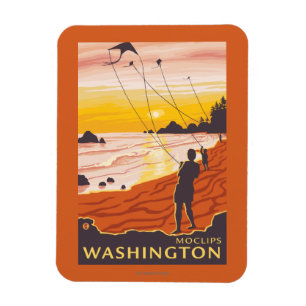 Beach & Kites - Moclips, Washington Magneet