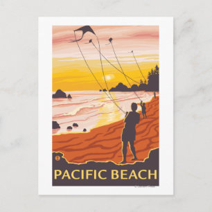 Beach & Kites - Pacific Beach, Washington Briefkaart
