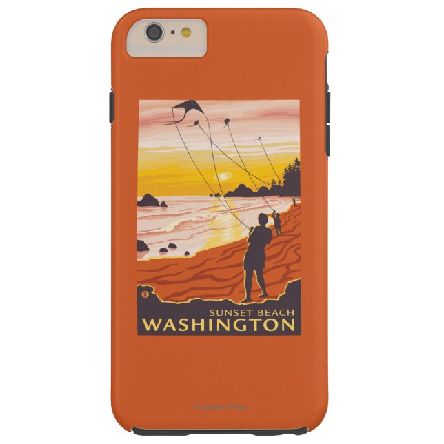 Beach & Kites - Sunset Beach, Washington Case-Mate iPhone Case (Achterkant)