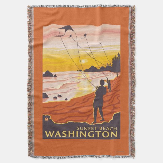 Beach & Kites - Sunset Beach, Washington Deken (Voorkant Verticaal)