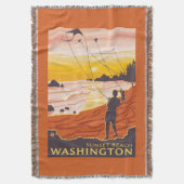 Beach & Kites - Sunset Beach, Washington Deken (Voorkant Verticaal)