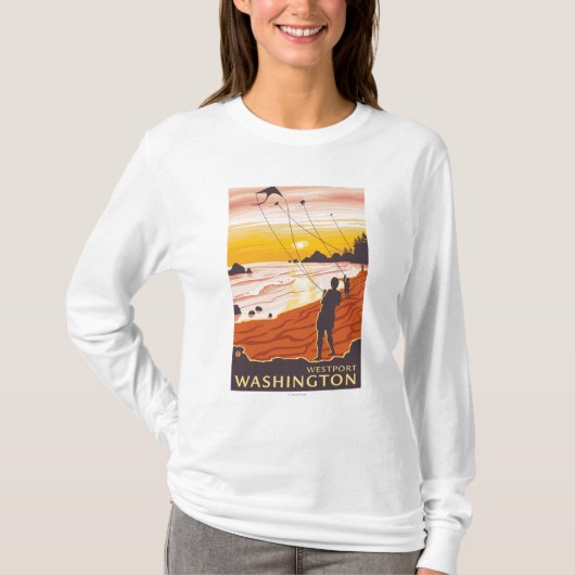 Beach & Kites - Westport, Washington T-shirt (Voorkant)