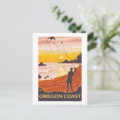 Beach & KitesCoastVintage Travel Poster Briefkaart (Staand voorkant)