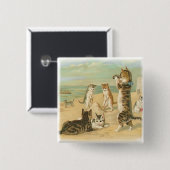 Beach Kittens Vierkante Button 5,1 Cm (Voorkant /achterkant)
