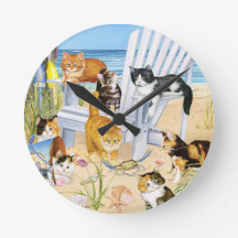 Beach Kittens wandklok