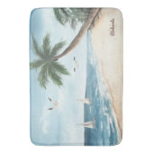 Beach Landscape met Sailships Waterverf Bathroom Badmat (Voorkant Verticaal)