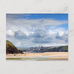 Beach-landschap op Daymer-baai in Cornwall UK Briefkaart