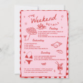 Beach Last Toast Funky Red Bachelorette Weekend Kaart (Achterkant)