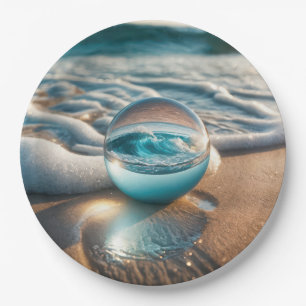 Beach Lens Ball met Ocean Wave Papieren Bordje