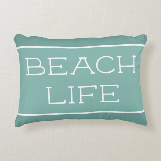 Beach Life Blue Green Zee Salt Accent Kussen (Voorkant)