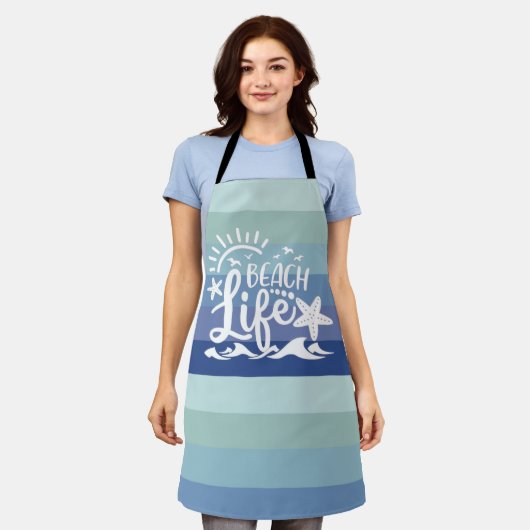Beach Life Blue Ombre Nautical Striped Schort (Gedragen)