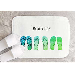 Beach Life en Green Teenslippers Badmat