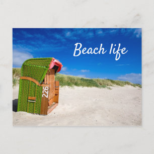 Beach life Green Beach-stoelfoto met tekst Briefkaart