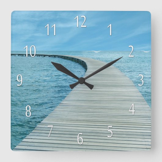 Beach Life Ocean Uitzichten Wall Clock Vierkante Klok (Voorkant)