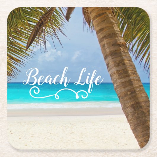 Beach Life Onderzetters - Palmbomen & Turkoois Wat (Voorkant)