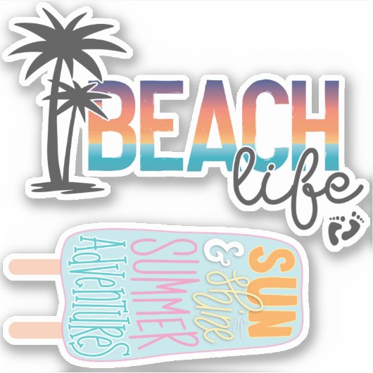 Beach Life, Pack Sticker été - GraphicLoveShop (Devant)