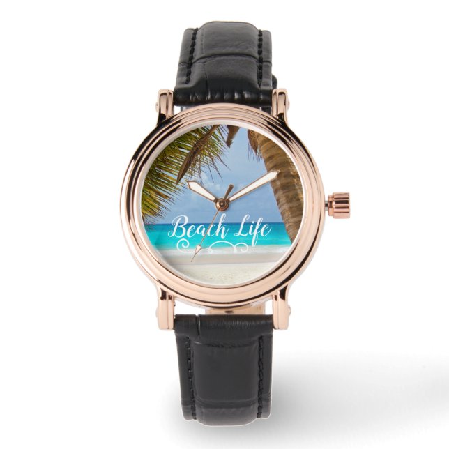 Beach Life Palm Tree Horloge (Voorkant)