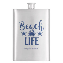 Beach LIFE Quote Nautical Coastal Summer Navy Flacon