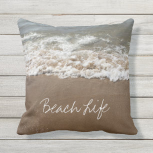 Beach Life Quottes Waves Ocean Coastal Water Cute Buitenkussen
