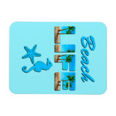 Beach Life Woordkunst met Zand en Palmbomen Magneet (Horizontaal)