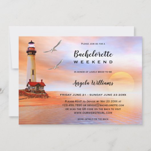 Beach Lighthouse Bachelorette Weekend Invitation (Devant)