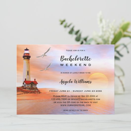 Beach Lighthouse Bachelorette Weekend Invitation (Debout devant)