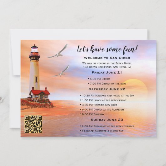 Beach Lighthouse Bachelorette Weekend Invitation (Dos)