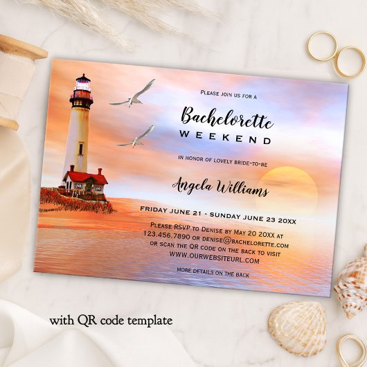 Beach Lighthouse Bachelorette Weekend Invitation