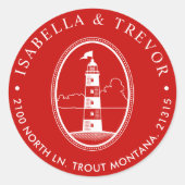 Beach Lighthouse | Nautical Threadson Ronde Sticker (Voorkant)