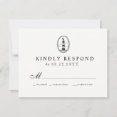 Beach Lighthouse | Nautical Wedding RSVP B/W Kaartje (Voorkant)