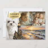 Beach Lighthouse Photo Collage Christmas Kaart (Voorkant)
