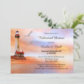 Beach Lighthouse Rehearsal Dinner Invitation Kaart (Staand voorkant)
