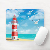 Beach Lighthouse Seagull Mousepad Muismat (Met muis)