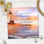 Beach Lighthouse Wedding Uitnodiging