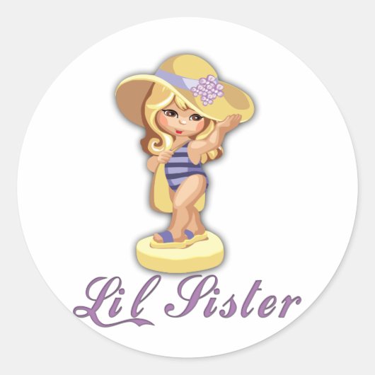 Beach Little Sister Ronde Sticker (Voorkant)