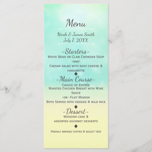 Beach Look Ombre Ocean & Sand Wedding Menu (Voorkant)