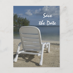 Beach Lounge voorzitter Weddenschap Save the Date Aankondigingskaart