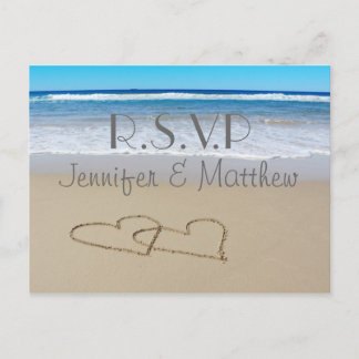 Beach Love Hearts bruiloft "rsvp" briefkaart