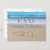 Beach Love Hearts bruiloft "rsvp" briefkaart (Voorkant / Achterkant)
