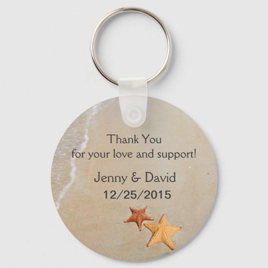 Beach Love Personalized Key Ring Wedding Favor Sleutelhanger (Voorkant)