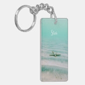 Beach Lovers Sleutelhanger Zee Groen met Naam (Voorkant Links)