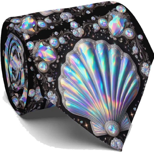 Beach Lovers Tie | Opal Diamond Seashell Pattern Stropdas