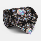 Beach Lovers Tie | Opal Diamond Seashell Pattern Stropdas (Opgerold)