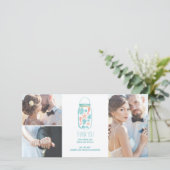 Beach Mason Jar Coastal White Wedding Dank u Bedankkaart (Staand voorkant)